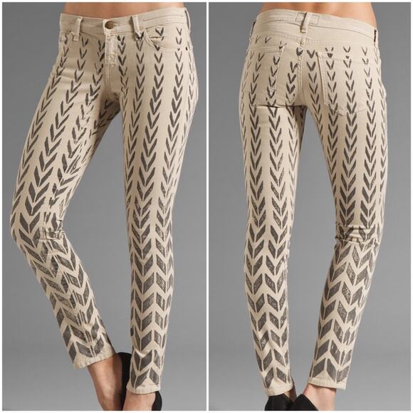 Current Elliott The Ankle Skinny in Khaki Chevron - Picture 1 of 7